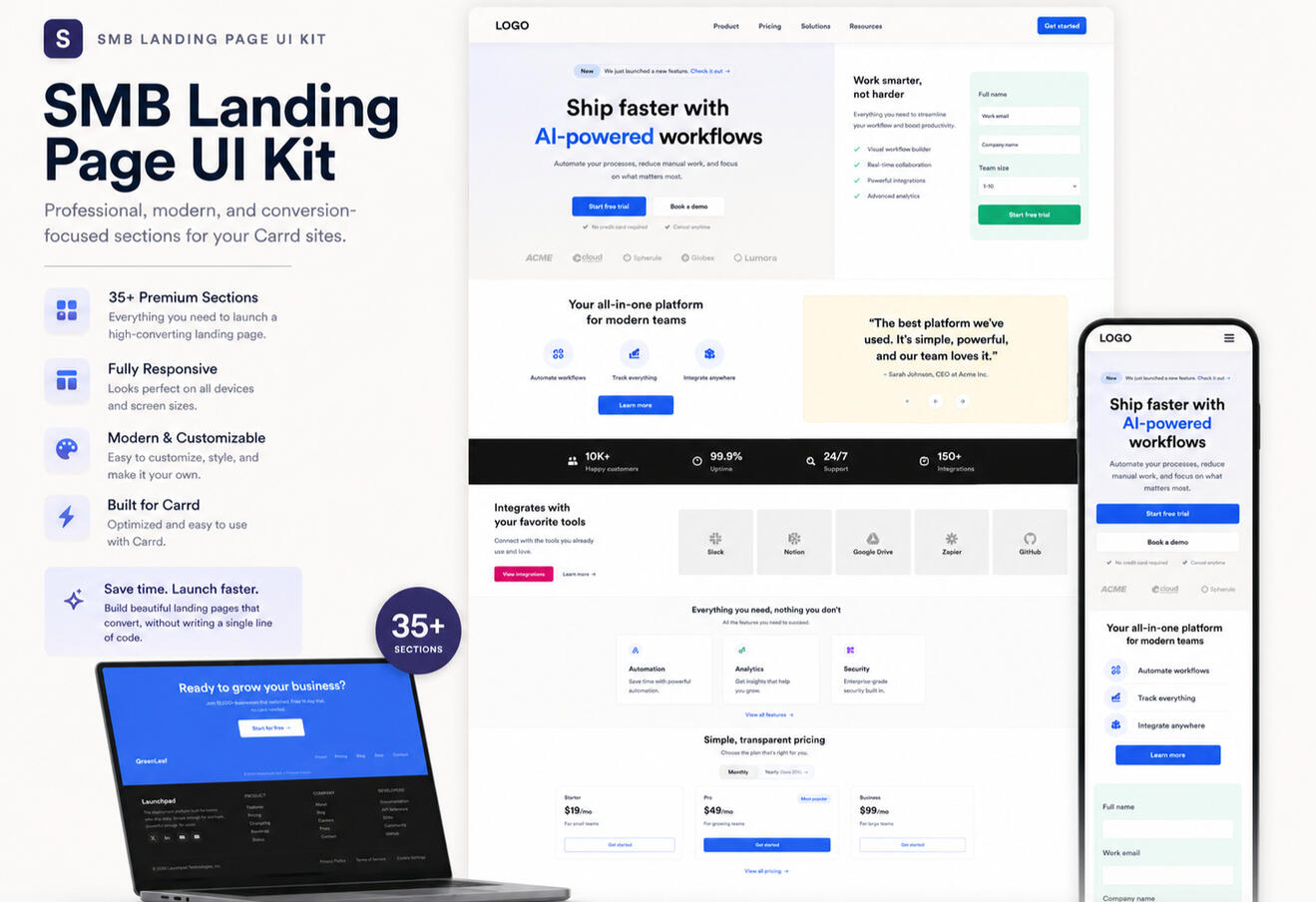 SMB Landing UI Kit template